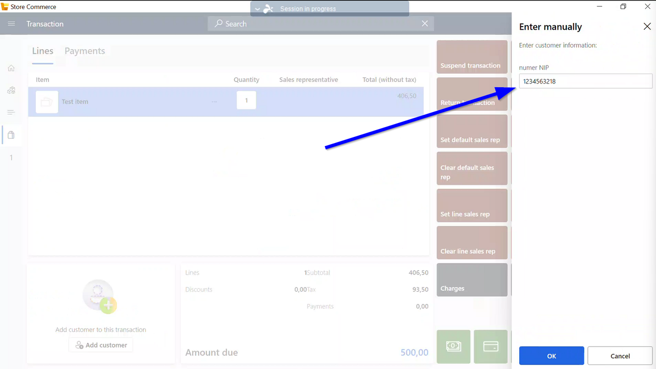 Store Commerce entry of a Polish customer NIP for a fiscal invoice